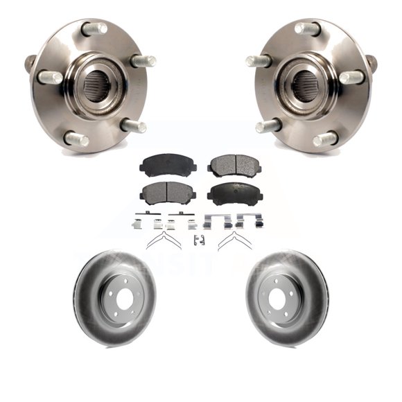 Transit Auto Front Hub Bearing Assembly Coated Disc Brake Rotors and Semi-Metallic Pads Kit for Car 2007-2012 Nissan Sentra SE-R Spec V with 2.5L KBB-103680