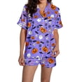 thumbnail image 3 of Halloween Pajamas Halloween Pumpkin Print Plus Size Button Pajamas for Women Set, 3 of 6