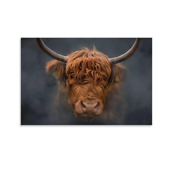 Highland Cow Animal Art Poster Canvas Painting Decor Wall Print Photo Gifts Home Modern Decorative Posters 24x36inch(60x90cm)