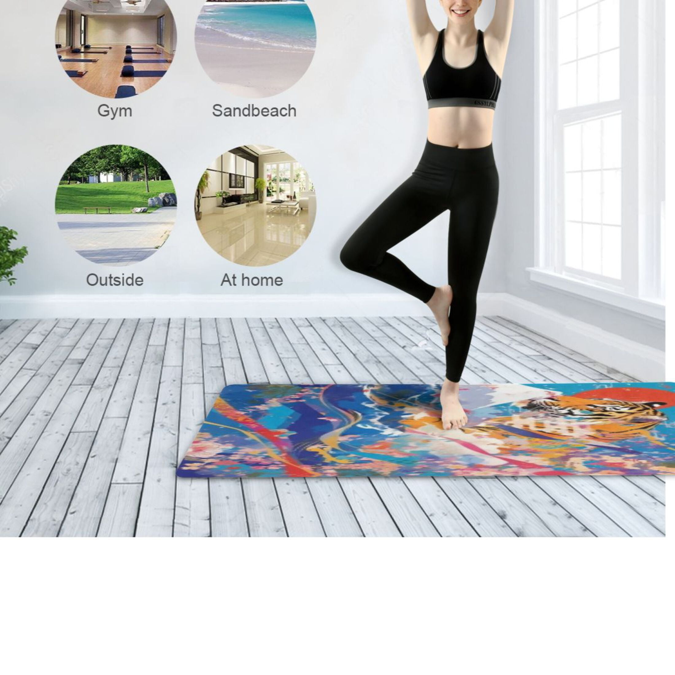 BZSMCE Yoga Mat Women Fitness Mat Vibrant Tige Pattern