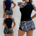 thumbnail image 3 of Women 2 Piece Rushguard Swimsuit Quick Dry Short Sleeve Swimwears with Boyshorts, 3 of 20