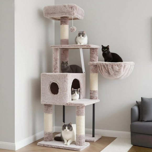 Árbol para Gatos Heybly Mushroom HCT200SMU 125 cm con Tubo de Acero