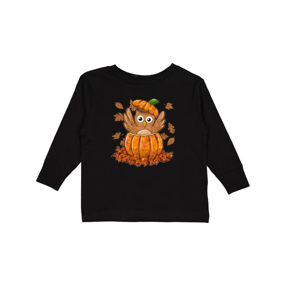 Inktastic Owl in a Pumpkin- cute for Halloween and Thanksgiving Boys or Girls Long Sleeve Toddler T-Shirt