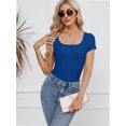 thumbnail image 5 of Women Short Sleeve Scoop Neck Tops Shirts Fitted Summer Tshirt Tee, 5 of 6