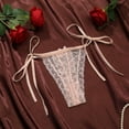 thumbnail image 4 of Panties for Women,Pure Desire Lace Thong Underwear For Low Rise T Back G String With Tie Side Straps And Hollow Out Design Comfortable Breathable Soft Stretchable,Womens Underwear,Beige,L, 4 of 4