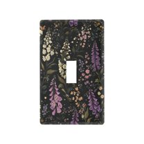 Yayeee Toggle Light Switch Wall Plate 1-Gang 4.5"x2.7" Home Decorative Outlet Cover, Purple Floral Pattern