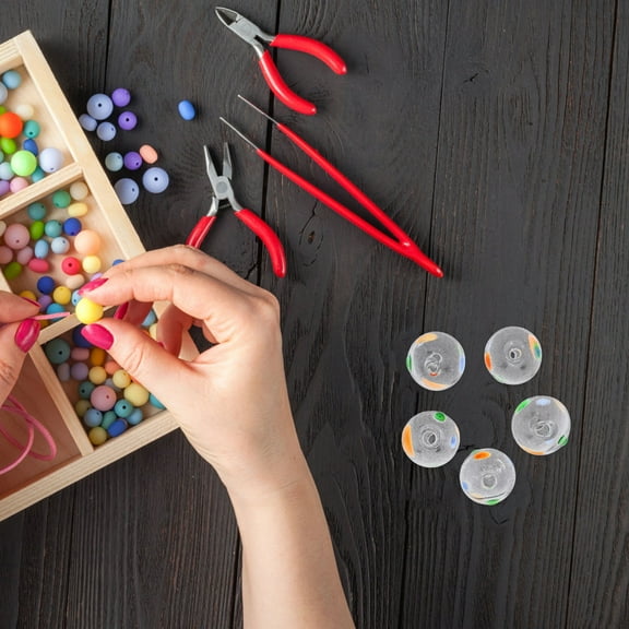 WHAMVOX 5pcs Hollowed Beads Glass Beads Parts Bracelet Loose Beads Bracelet Bead Material Hanging Beads Beads For Wind Chime Making