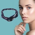 thumbnail image 3 of Unique Bargains 1 Pc Fashion Feather Pattern Cross Elastic Hairband for Women Navy Blue, 3 of 6
