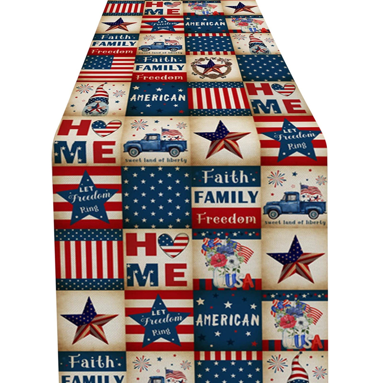 Njshnmn Table Runner Patriotic, Memorial Day 4th of July Star Flag