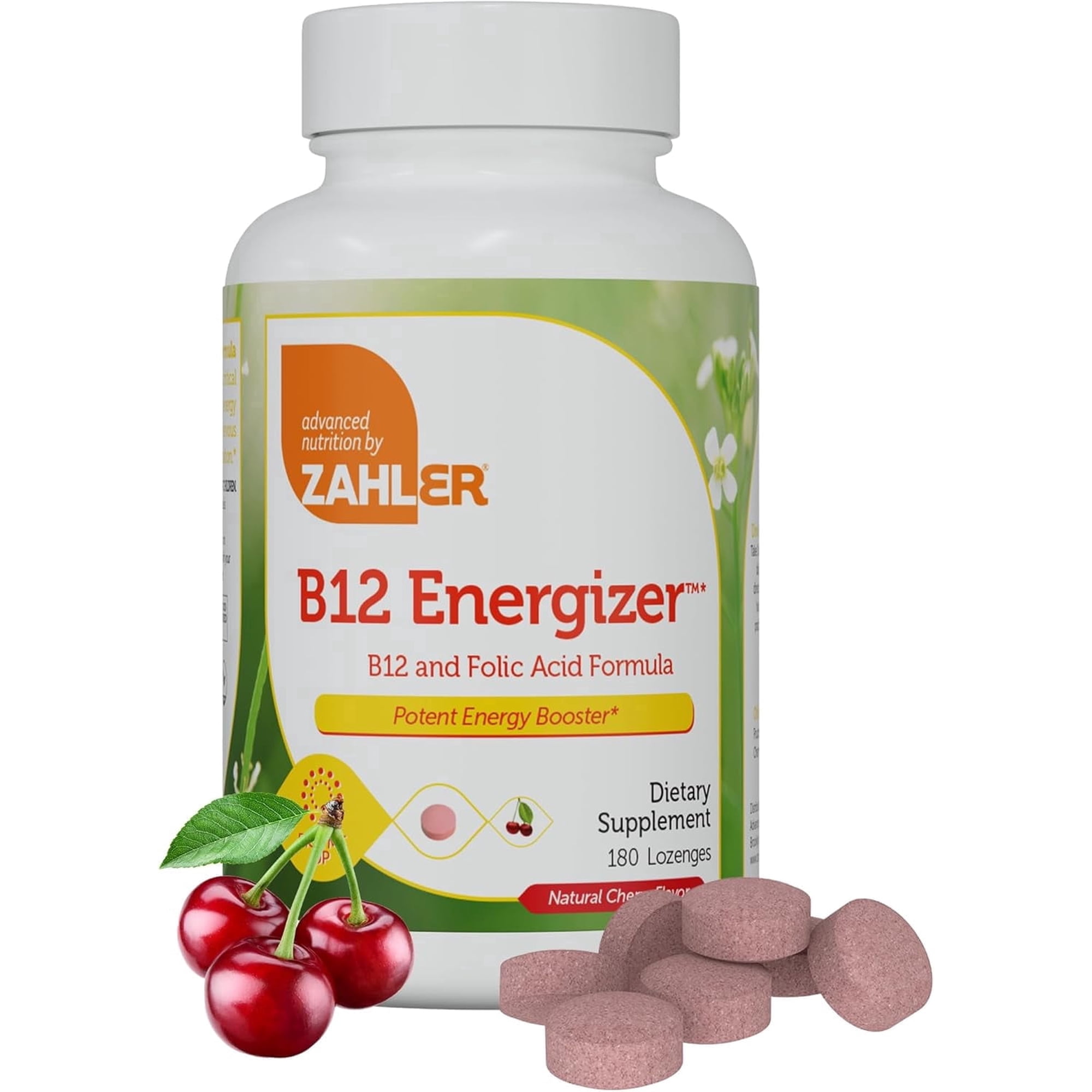 Zahler B12 Energizer 5000 MCG Natural Cherry Flavor, Certified Kosher, Vitamin B12, 180 Lozenges – B12 Vitamins, Potent Energy Supplement