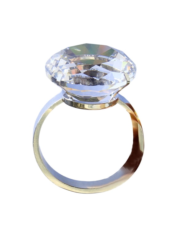 PEIBang Fake Diamond Ring,2.36 in Oversized Artificial Ring Crystal Large Glass Ring Gift for Birthday Proposal Wedding
