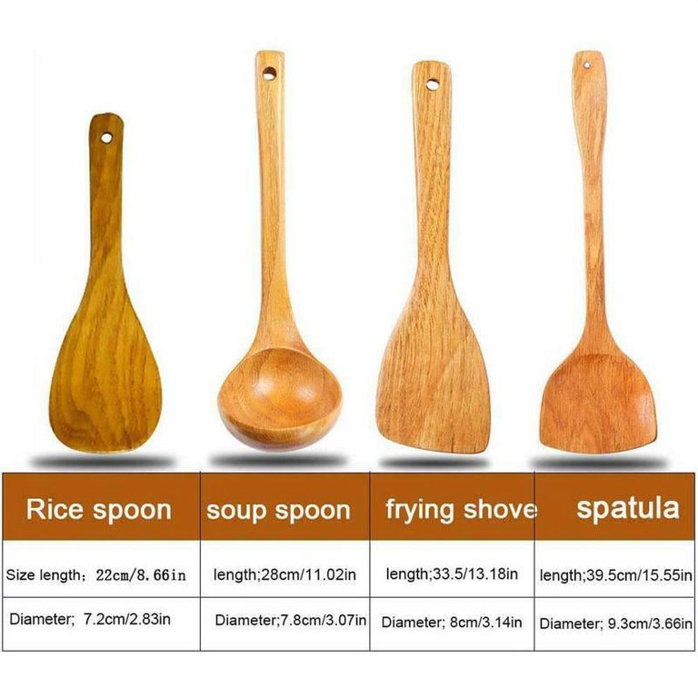 Tinker Kitchen Wooden Cooking Utensils, Spoons Spatula Shovel, Kitchen Cooking Tools, for Nonstick Cookware and Wok, for Stirring, Baking, Size: Thin