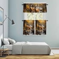 thumbnail image 5 of Orange Autumn Deer Kitchen Curtains Sets for Windows 24 Inch Length, Vintage Forest River Rod Pocket Window Treatments Tier Curtains and Valances Set for Bedroom/Bathroom, 5 of 8
