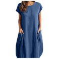 thumbnail image 2 of Tshirt Dress Women Summer Short Sleeve Crewneck Loose Fit Casual Beach Dresses with Pockets T Shirt Dresses for Women, 2 of 6