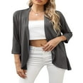 thumbnail image 4 of JUNWELL Women‘s Casual Lightweight Open Front Cardigans Soft Draped Ruffles 3/4 Sleeve Cardigan S-XL, 4 of 6