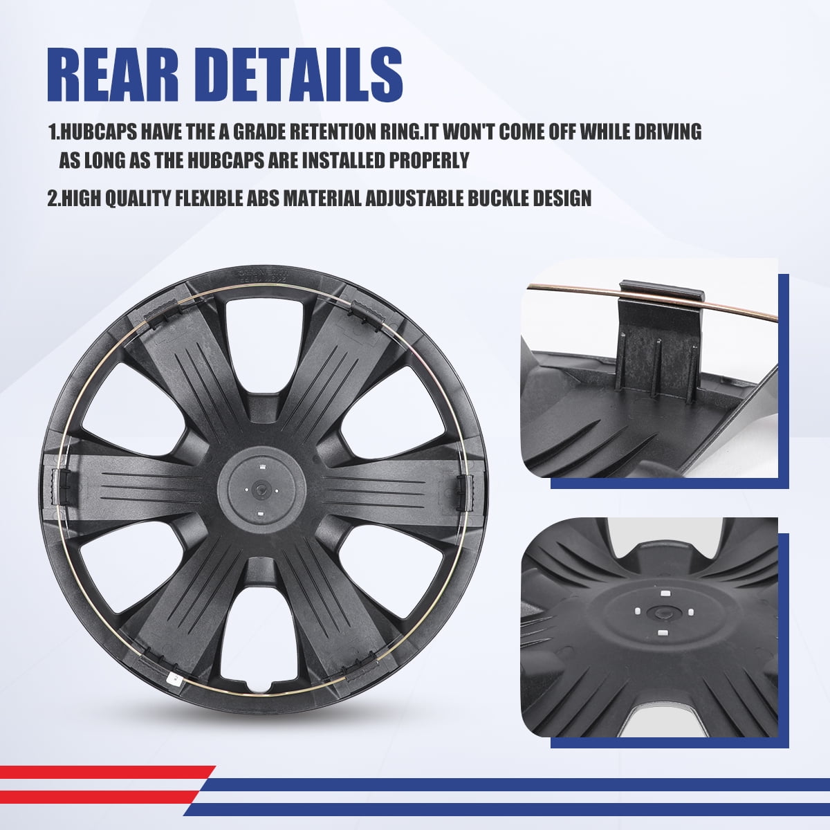 (4 Pack) 16 inch Hubcaps Wheel Rims Cover for 2007-2011 Toyota Camry and Hybrid Snap-On Installation with Retention Rings Lacquer