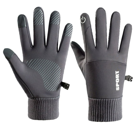UJNDER Men and Women Non- Gloves Winter Plus Velvet Warm Riding Gloves with Buckle for Outdoor Sports Dark Gray One Size