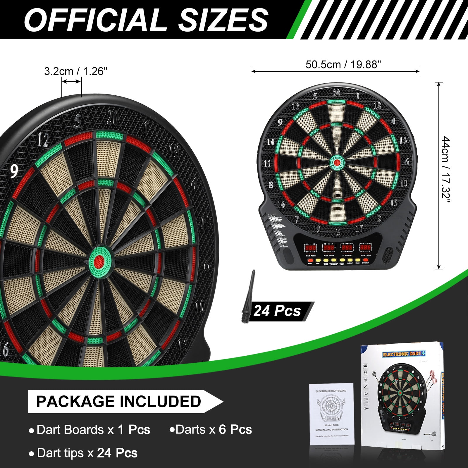 Electronic Dart Board Digital Soft Tip Dartboard Set with LCD Displays 27 Games and 243 Variants Support 16 Players