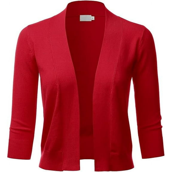 TheLovely Women's 3/4 Sleeve Solid Open Front Cropped Bolero Shurug Light Cardigan