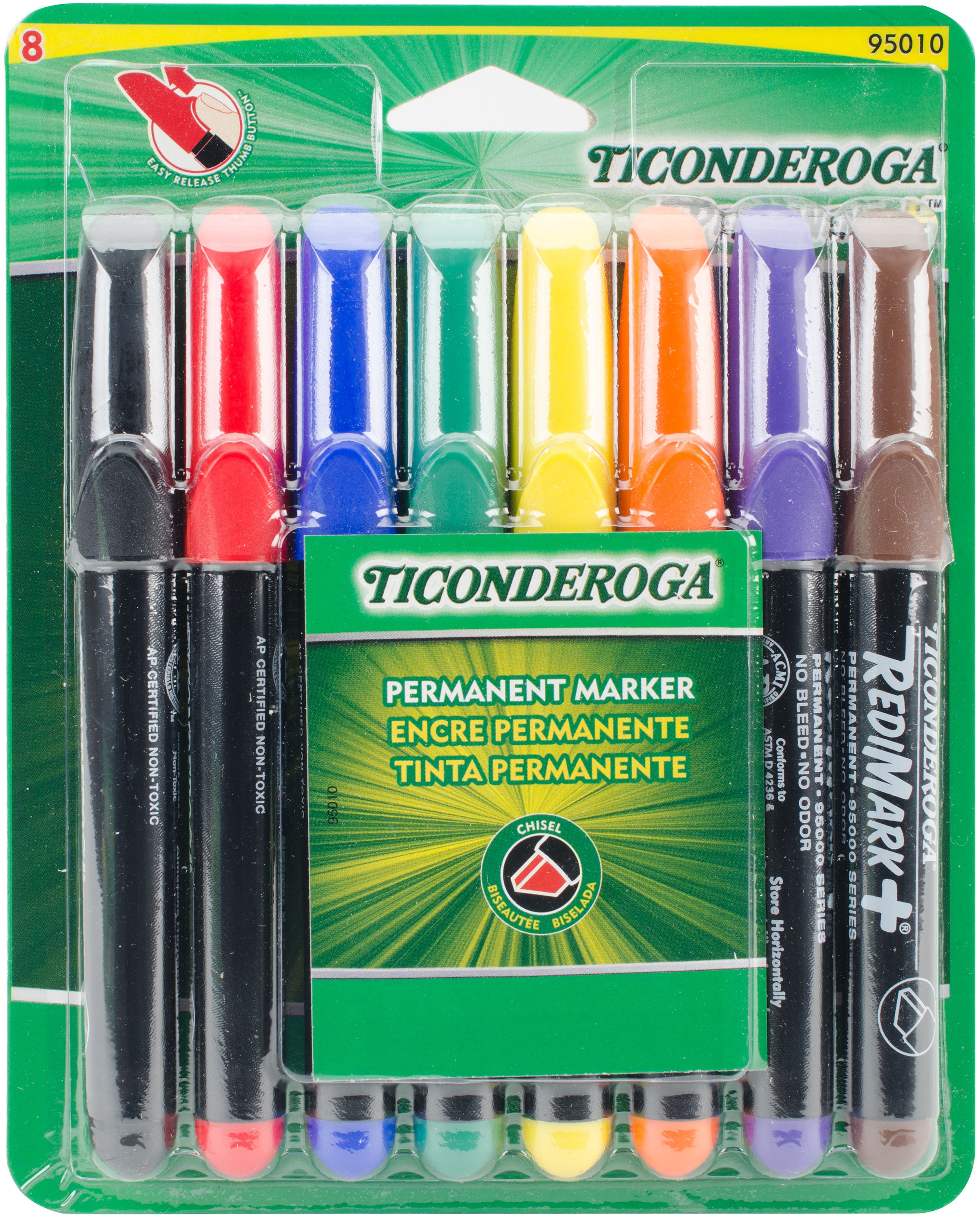 Ticonderoga RediMark Chisel Point Permanent Markers 8/PkgAssorted