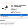 thumbnail image 2 of Outer Tie Rod End - Compatible with 1979 - 1980 Dodge D300, 2 of 2