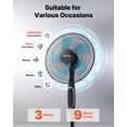 thumbnail image 2 of Ventilador de pedestal VEVOR de 18 pulgadas, 2700 CFM, con control remoto, 9 velocidades y 3 modos, altura ajustable y oscilante, motor de CC silencioso de 5 aspas, ideal para el hogar, color negro., 2 of 7