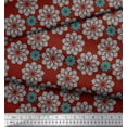 thumbnail image 2 of Soimoi Red Cotton Duck Fabric Artistic Flower Mandala Print Fabric by Yard 56 Inch Wide, 2 of 3
