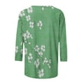 thumbnail image 4 of CYMMPU Women's Floral Printed 3/4 Length Sleeve Summer Fall Button up Scoop Neck Business Work Blouses Casual Shirts Trendy Tunic Tops Basic Tees 2025 Clothes Green XXXL, 4 of 6