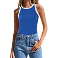thumbnail image 1 of HBFAGFB Débardeurs pour Femmes Mode Col Rond Sans Manches Hauts Ajustés Légers Gilet Polyvalent Bleu Taille P, 1 of 4