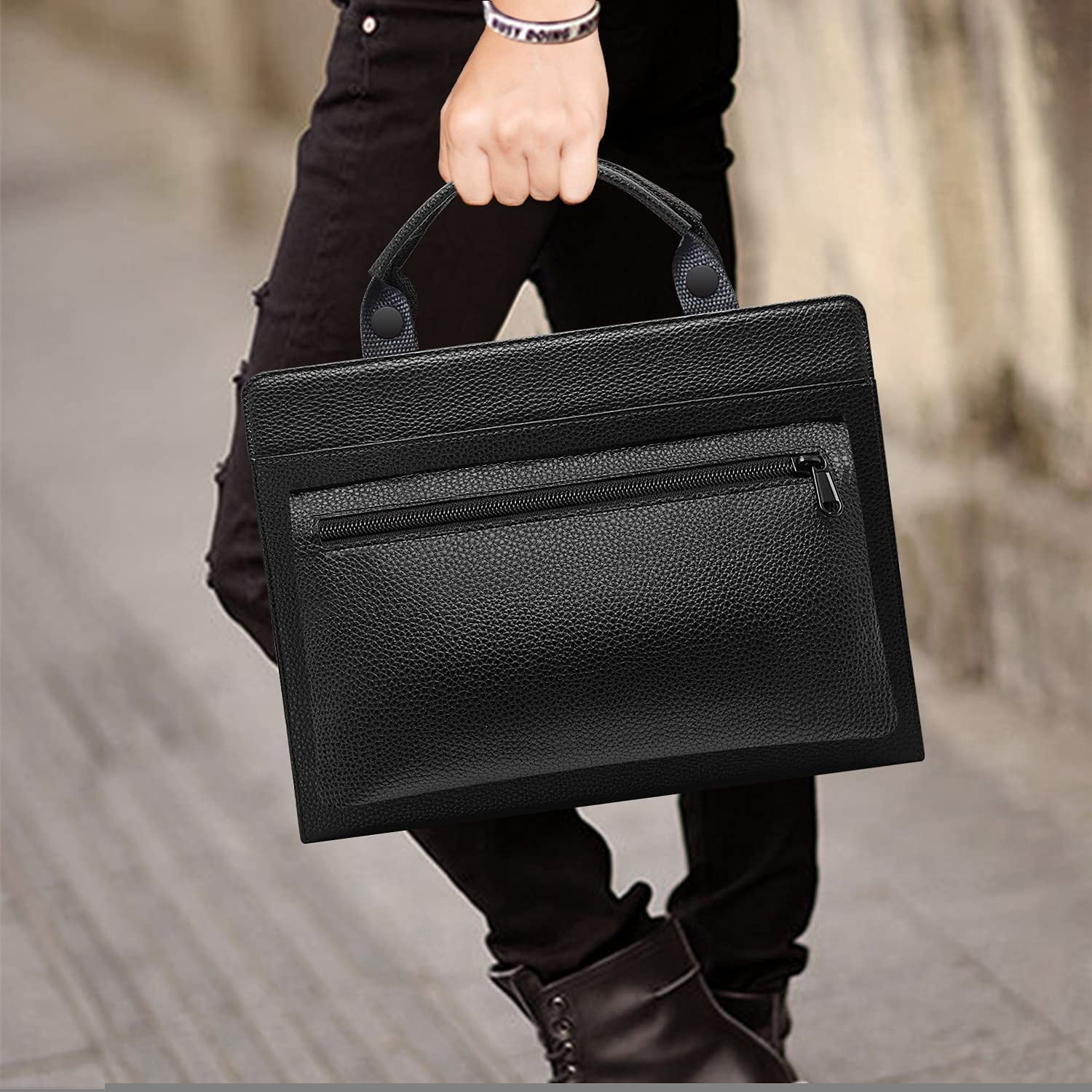 Microsoft Surface Laptop Go 12.4" Laptop Sleeve, Microsoft Surface Laptop Go 12.4" Laptop Leather Protective Case with Accesorries Bag Handle, Cover Microsoft Surface Laptop Go 12.4" (Black)