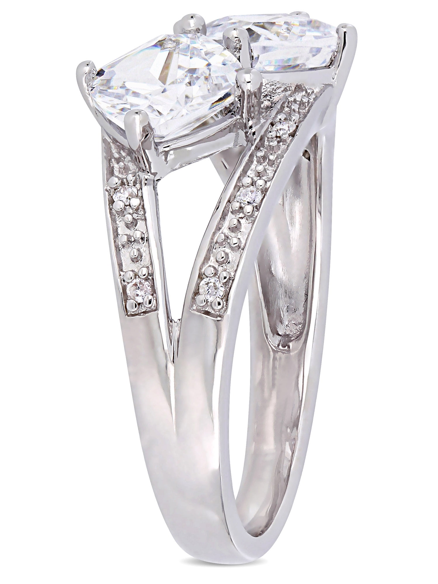 Everly Women's Cubic Zirconia and Diamond Sterling Silver Engagement Ring
