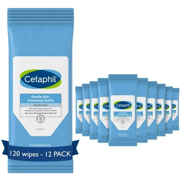 Cetaphil Face And Body Wipes, Gentle Skin Cleansing Cloths, , For Dry, Sensitive Skin, Flip Top Closure, Great For The Gym,Travel, In The Car, Hypoallergenic, Fragrance Free, 10 Count (Pack Of 12).