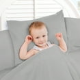 thumbnail image 3 of 3 Piece Toddler Bed Sheet Set - Silky Soft Solid Microfiber Crib Sheets, Hypoallergenic, Cool & Breathable - Includes Fitted Sheet 28"x52", Flat Sheet 45"x60" and 14”x19” Pillowcase - Silver Gray, 3 of 3