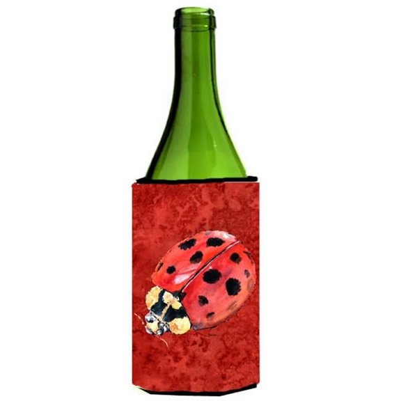 Carolines Treasures 8870LITERK Lady Bug On Deep Red Wine bottle sleeve Hugger - 24 oz.