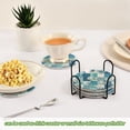 thumbnail image 3 of 6 Pcs Drink Coasters with Holder 3.94in Woven Coasters for Drinks Blue Marine Life Patterns Coaster Set for Protection Table, 3 of 7