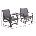 thumbnail image 5 of Patio Furniture Sets Outsunny Outdoor Glider Chairs with Coffee Table, Patio 2-Seat Rocking Chair Swing Loveseat with Breathable Sling for Backyard, Garden and Porch, Grey,Outdoor Dining Sets, 5 of 5