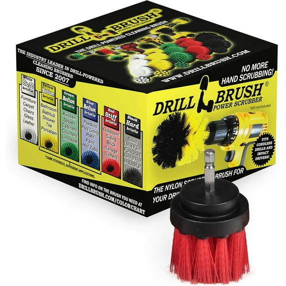 ERDS-Outdoor - Deck Brush - Remove Algae, Mold, Mildew, and Moss - Scrub Brush - Concrete - Garden Statues - Bird Bath - Spin Brush - Outdoor Water Fountain - Granite Cleaner - Headstones - Drill Bru