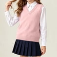 thumbnail image 3 of Asgosdo Girls Knit Vest Cotton Sleeveless V Neck Teen School Uniform Pullover Classic Sweater Tops Size 5-17Y, 3 of 7