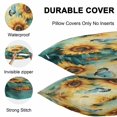 thumbnail image 4 of Waterproof Throw Pillow Covers Set of 2, 24x24 Inch Yellow Sunflower Butterfly Decorative Pillowcases Outdoor Pillow Slip Cushion Covers Set for Couch Tent Teal Leaves Retro Abstract, 4 of 7