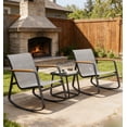 thumbnail image 2 of Lofka 3 Pieces Patio Bistro Set , Outdoor Furniture Set with Coffee Table for Garden|Balcony|Porch,Gray, 2 of 11