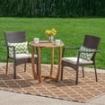 thumbnail image 2 of GDF Studio Heminger Outdoor Acacia Wood and Wicker 3 Piece Bistro Set with Cushions, Teak, Brown, and Beige, 2 of 13