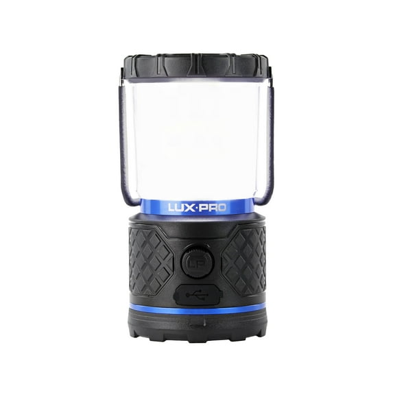 LUXPRO Rechargeable Dual-Power 940 Lumen LED Lantern with Diffused Lens for Up to 155 Hours of Use - Camping Lantern with Built-In Power Bank - Dimmable LED Light with IPX4 Water-Resistant Rating