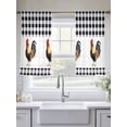 thumbnail image 6 of Black White Plaid Rooster Semi Sheer Curtains 45 Inch Length 2 Panels Set, Vintage Farmhouse Checkered Sheer Kitchen Curtain Privacy Voile Window Curtain for Living Room Bedroom Rod Pocket Drapes, 6 of 7