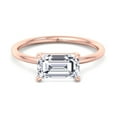 thumbnail image 2 of Balma - East To West Emerald Cut Moissanite Lab- Diamond Solitaire Engagement Ring with Thin Band, 2 of 5