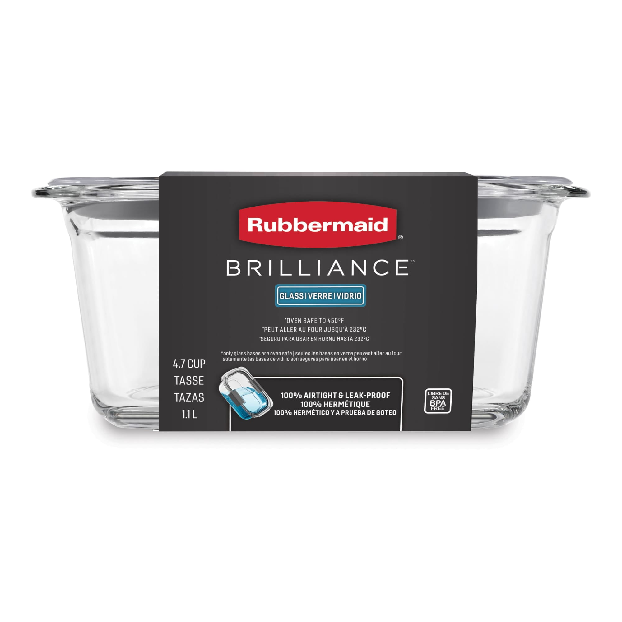 Rubbermaid Brilliance Food Storage Container, 4.7 Cup