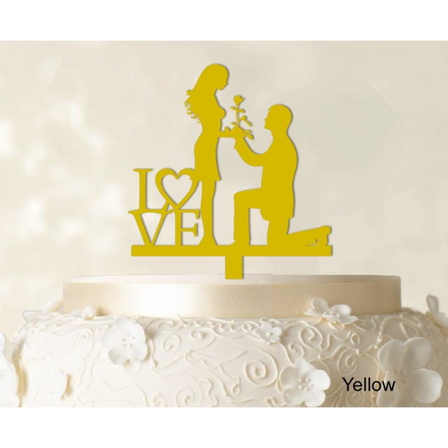 Couple Wedding Cake Topper Personalized Yellow Cake Topper Color Option Available 5-7 Inches Wide