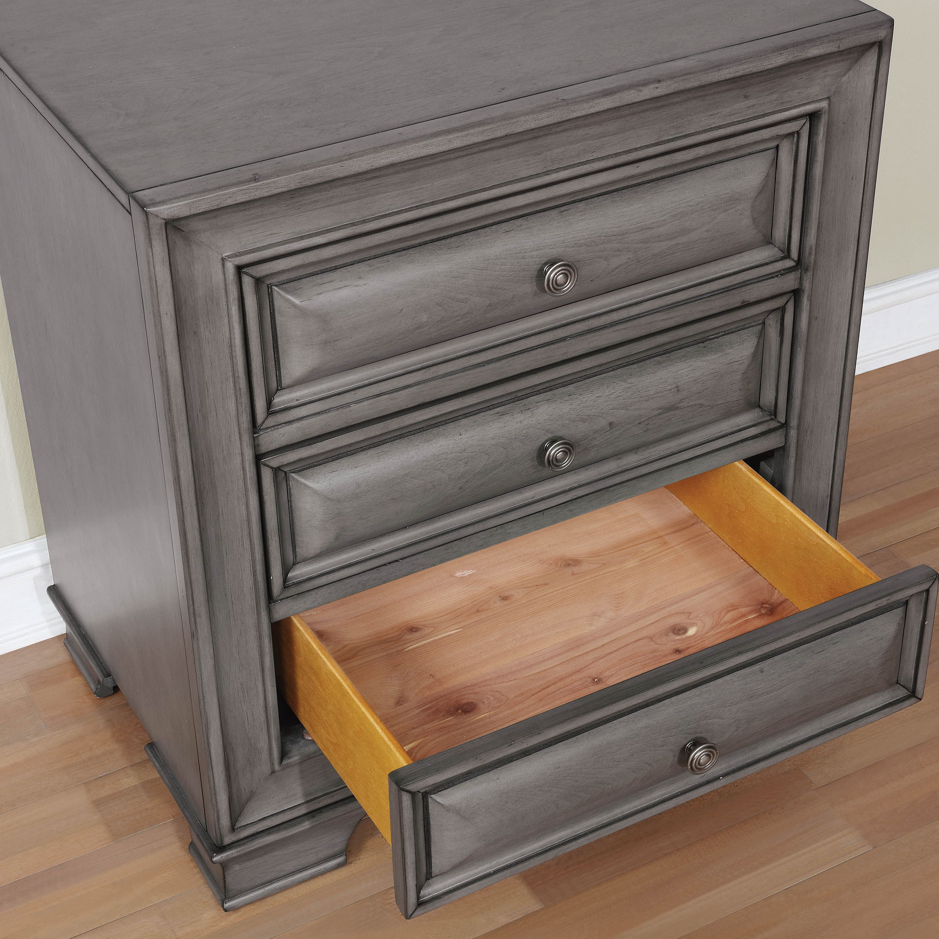 Furniture of America Damien Rustic Nightstand with 3-Drawer, Gray