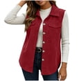thumbnail image 6 of Women Corduroy Vest Sevevn Collared Sleeveless Button Down Casual Waistcoat with Chest Pockets for Daily Layering Outfits, 6 of 8