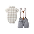 thumbnail image 2 of CARETOO Newborn Baby Boy Clothes Outfits Suits Plaid Bodysuit Shirts Suspender Shorts Bowtie 0-18M, 2 of 8
