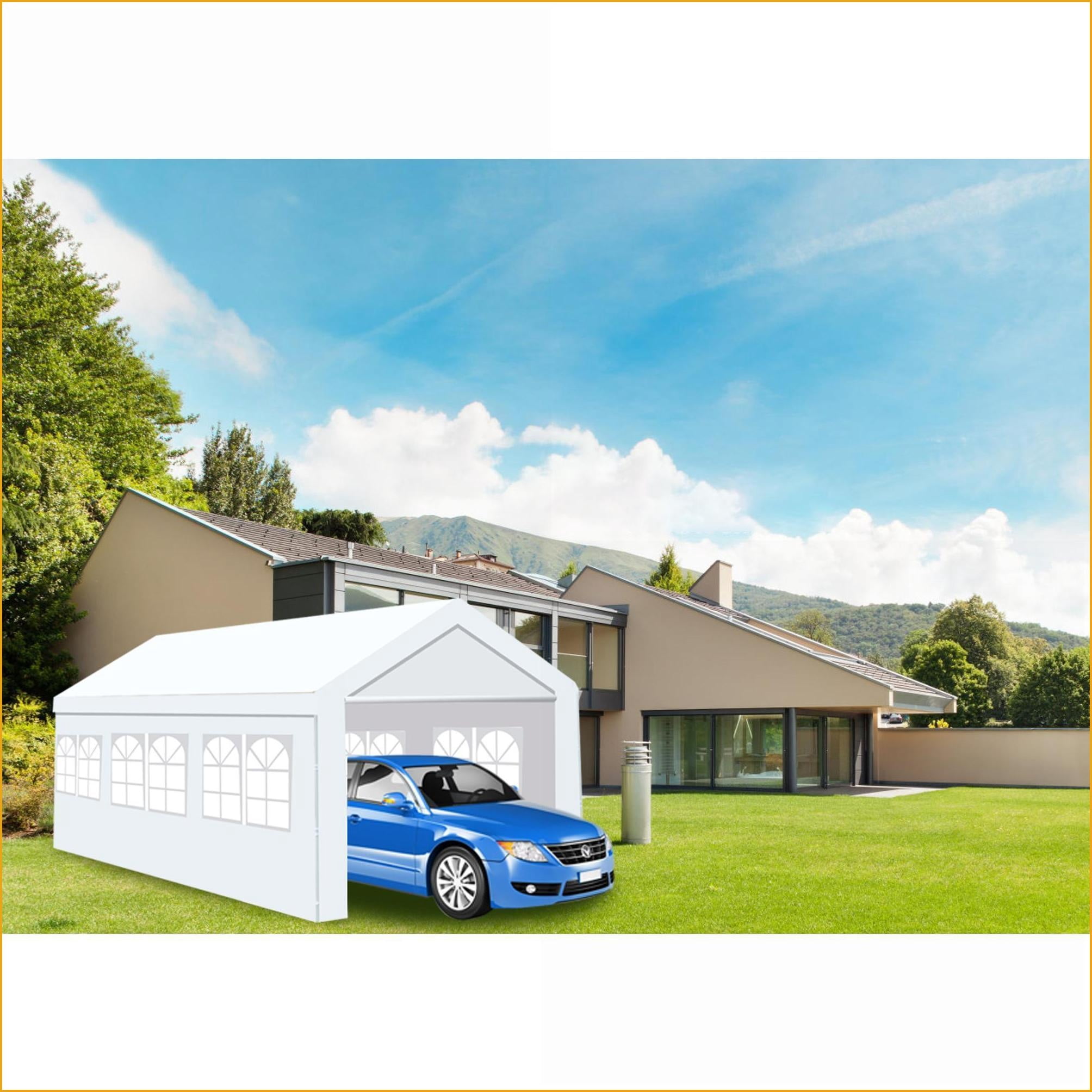 Carports | 10'x20'x9' Heavy Duty Car Shelter Canopy for Parking, Parties Outdoor Events | off-white | Steel